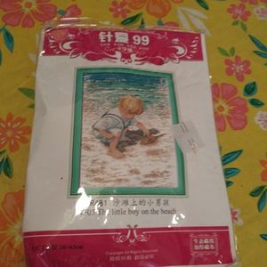 COPY - 🐘Little Boy On Beach Stamped Cross Stitch